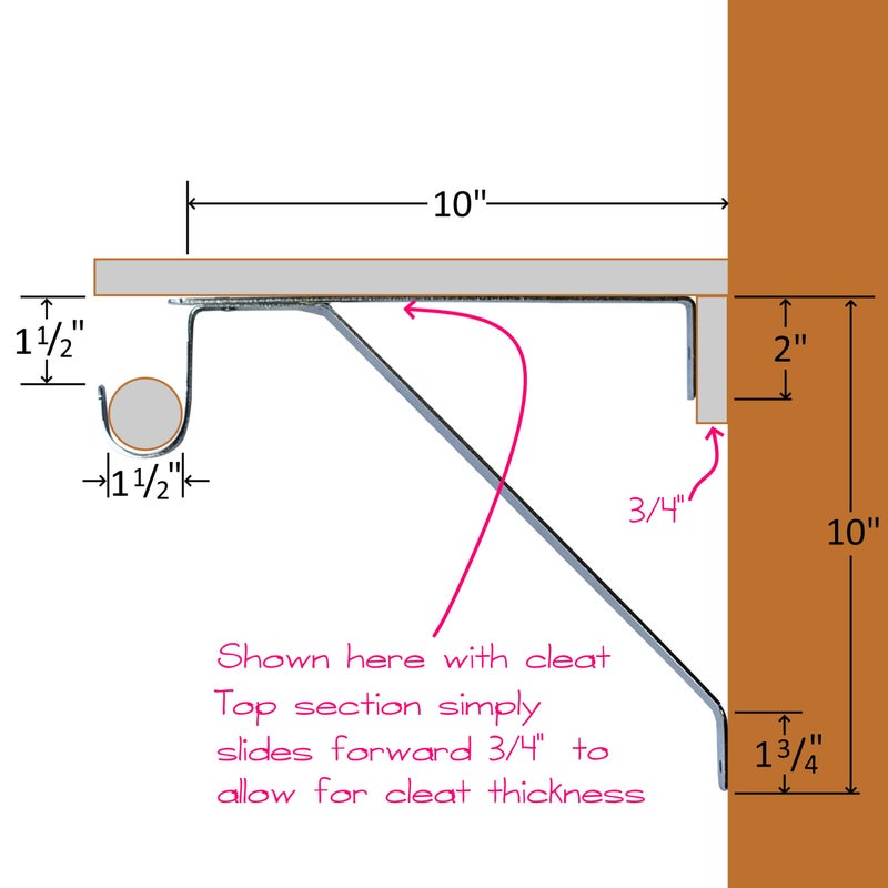 Desunia Adjustable Closet Rod & Shelf Support Bracket - Chrome - 1 Pack - Image 4